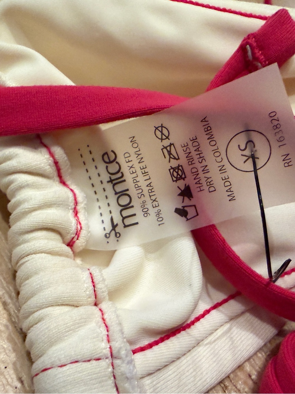 Montice Rosa Devin Bikini Top in Cream & Raspberry - Picture 3 of 3